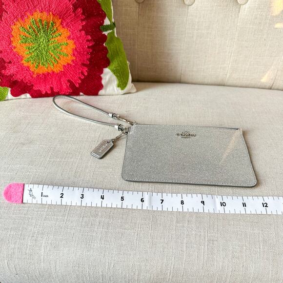 Coach Sparkle Silver Large Wristlet Clutch Wallet - Picture 5 of 8
